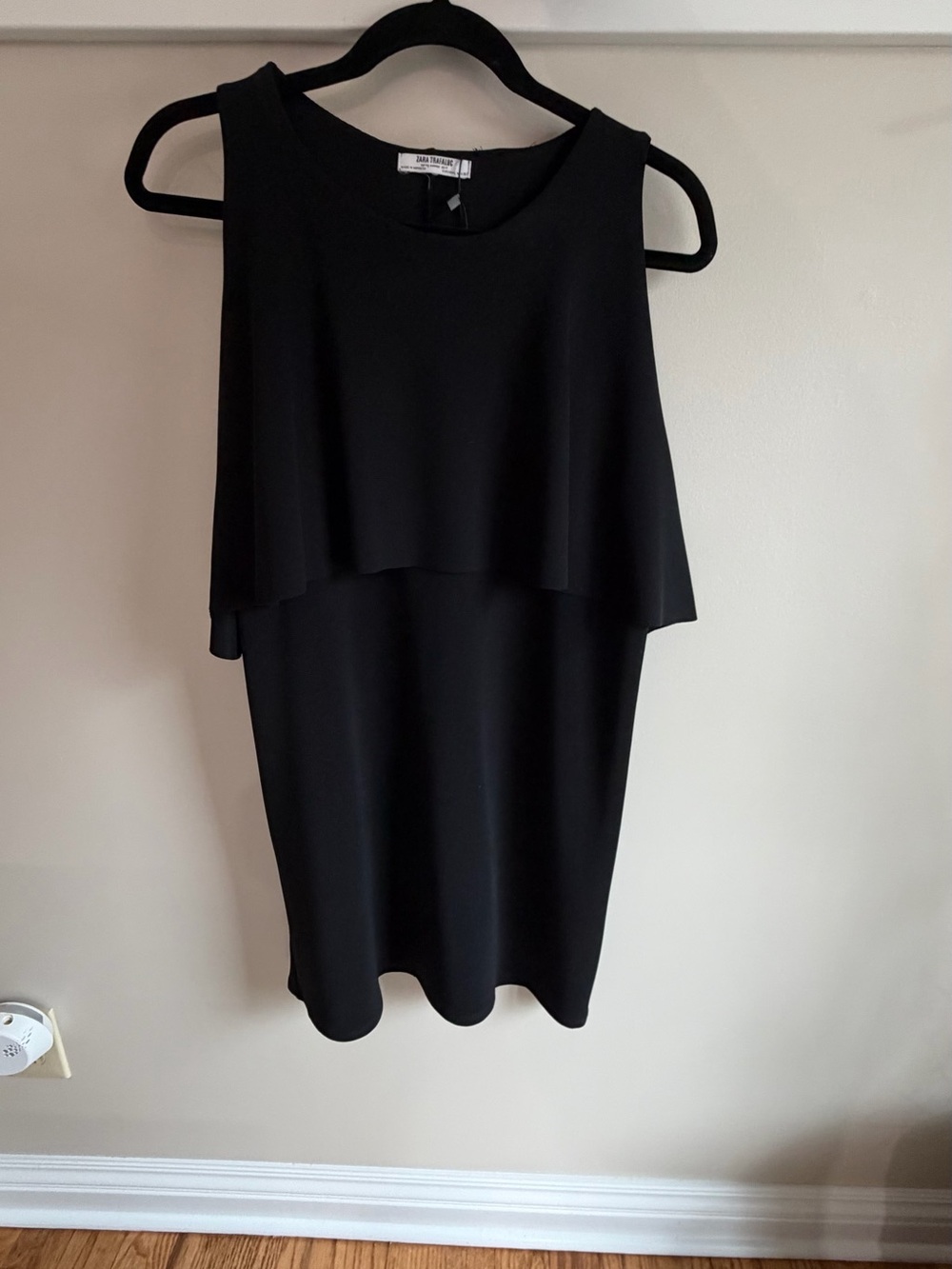 Zara Sleeveless Black Layered Shift Dress